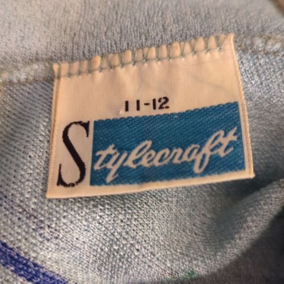 70s Flower power vintage blue floral print tunic‎ style shirt - Picture 2 of 6